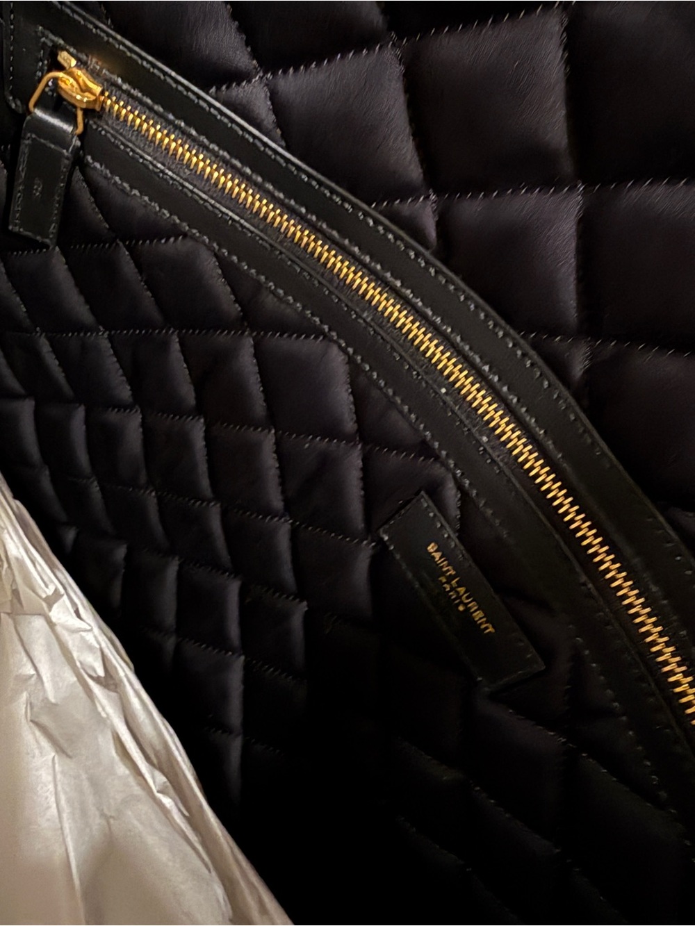 Saint Laurent Black Quilted Leather Holdall with Gold Hardware - Picture 7 of 10